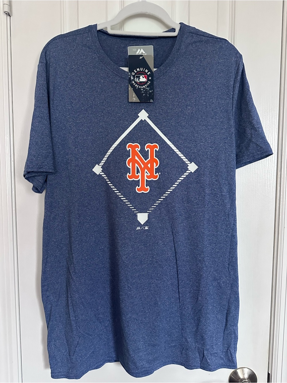 New York Mets Heather Blue Baseball Diamond T-Shirt - Size Large NWT